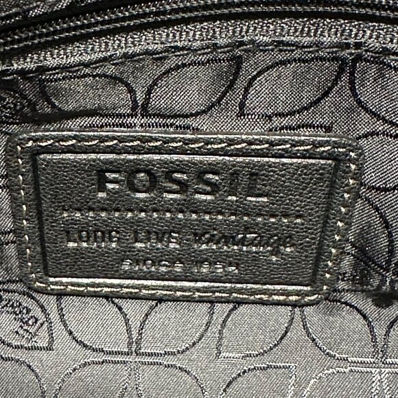 Fossil Shoulder Bag Purse Elaine Flap Black Leather Purse Y2K Vintage Retro - Picture 7 of 16